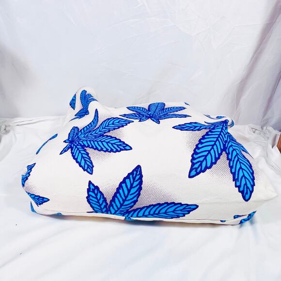 Vans OG Sweet Leaf Tote Bag Large Beige Blue Reusable Shopping Cotton Canvas New - Picture 2 of 9